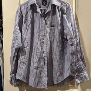 Faconnable women’s striped button down  shirt long sleeves size M